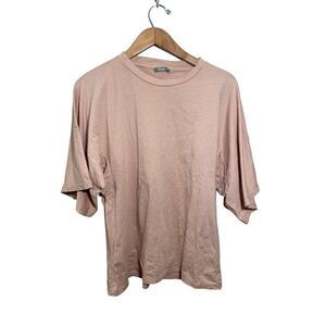 Dixie Fashion Tee Short Sleeve Shirt Womens Small Bell Crew Neck Beige Italy‎
